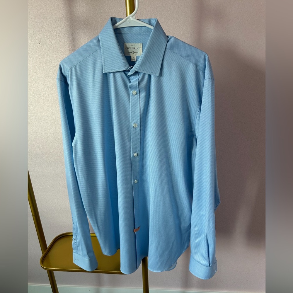 Light blue men’s shirt - 4way stretch. Slim fit